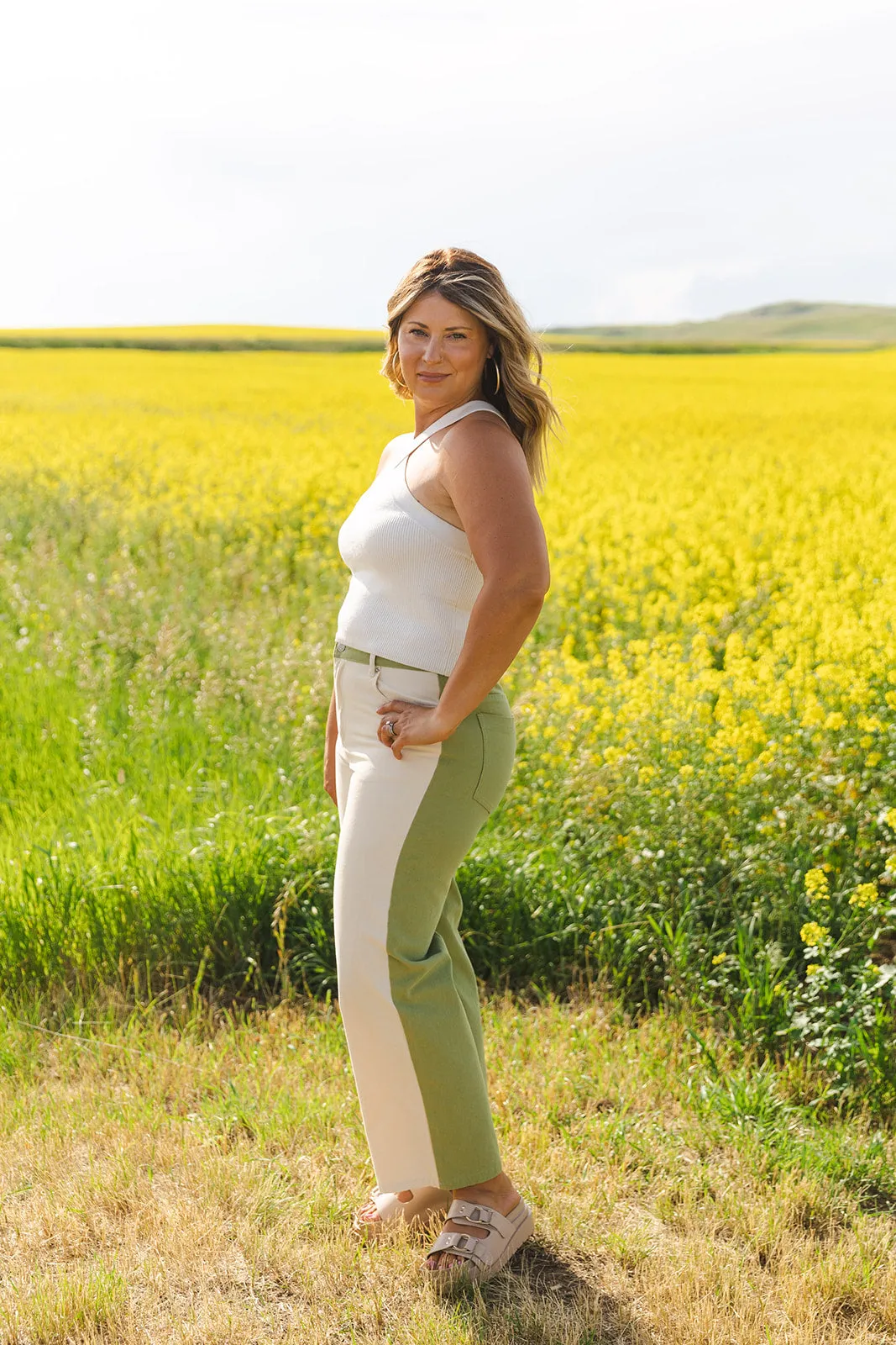 Sybil Color Block Cotton Pants