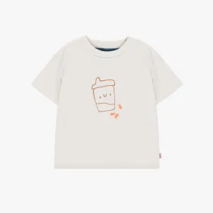 T-shirt ivoire à manches courtes en coton, bébé || Ivory short sleeved t-shirt in cotton, baby