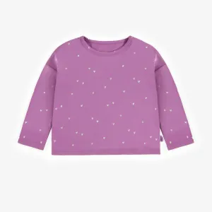 T-shirt à manches longues mauve en jersey extensible, bébé || Purple long sleeved t-shirt in stretch jersey, baby