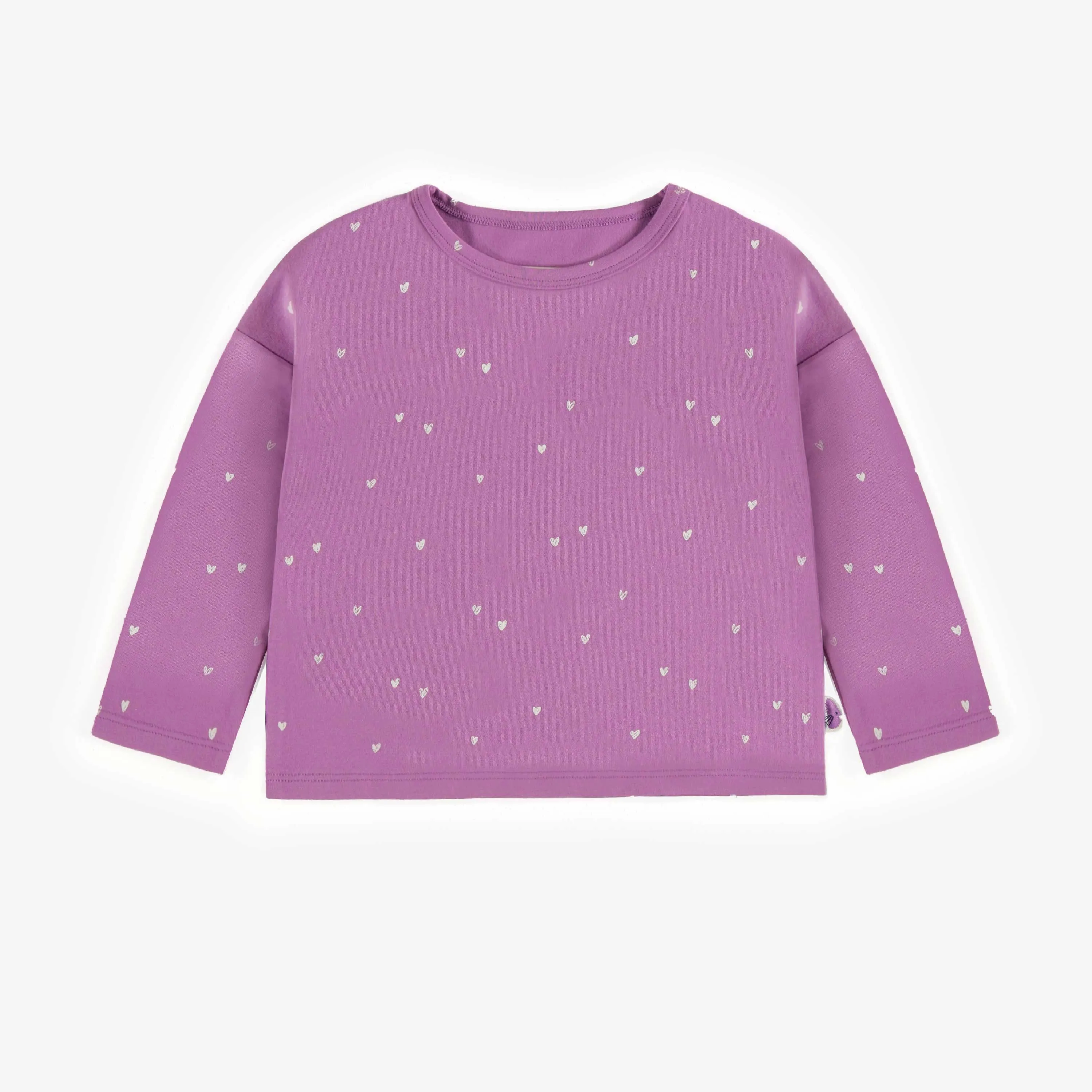 T-shirt à manches longues mauve en jersey extensible, bébé || Purple long sleeved t-shirt in stretch jersey, baby
