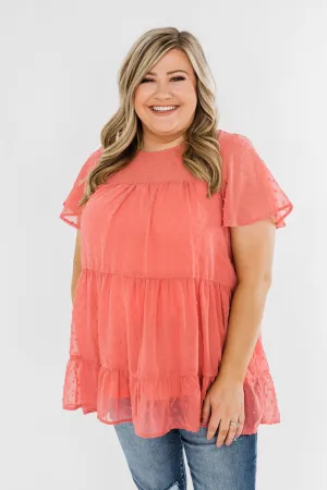 Take On The Day Ruffle Blouse- Deep Coral