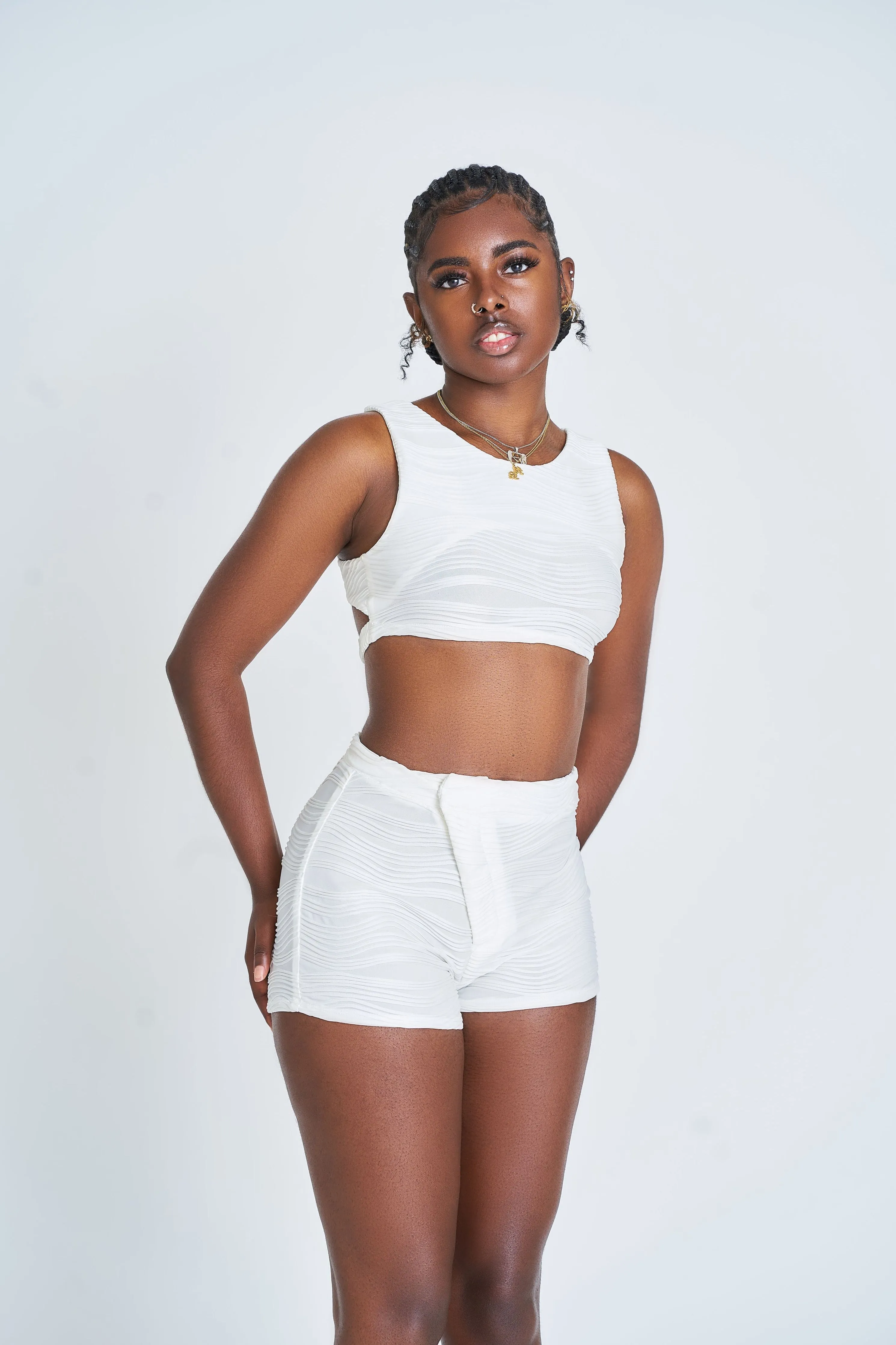 Texture Crop Tie Top
