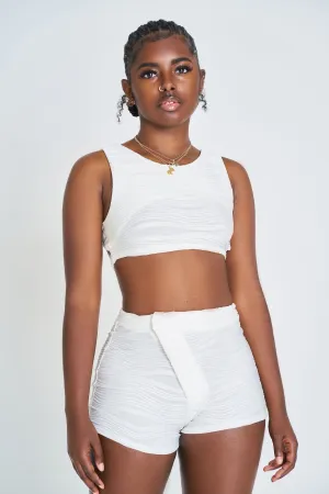 Texture Crop Tie Top