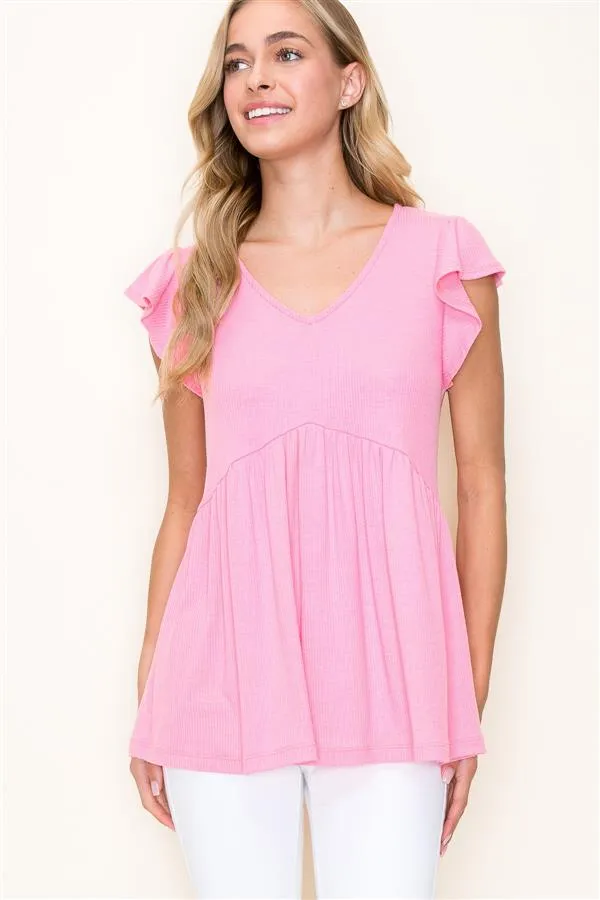 The Caitlan Babydoll Ribbed Top