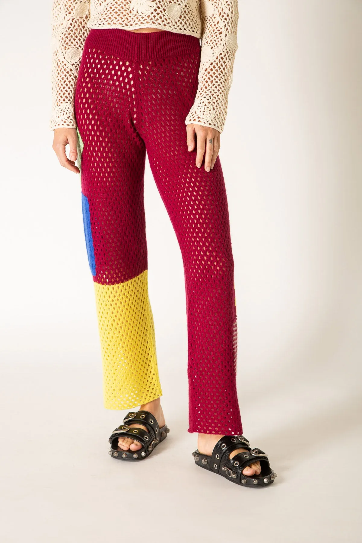 THE ELDER STATESMAN | LOOSE NET PATCHWORK PANTS