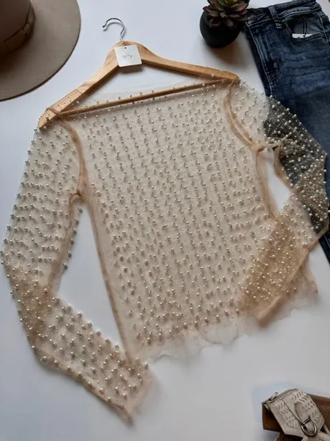 The Golden Hour Pearl Embellished Layering Top
