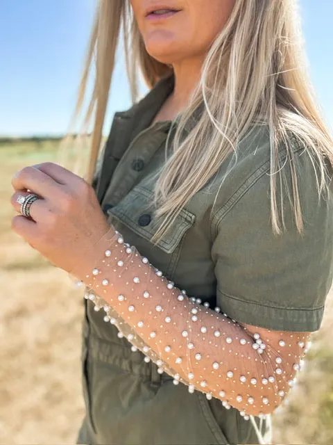 The Golden Hour Pearl Embellished Layering Top