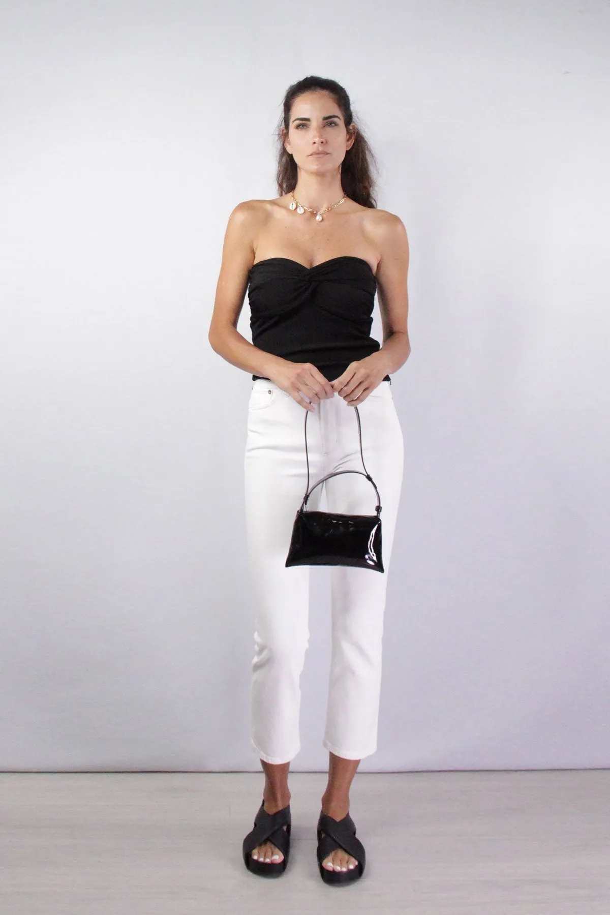 The Rib Twist Tube Top in Black