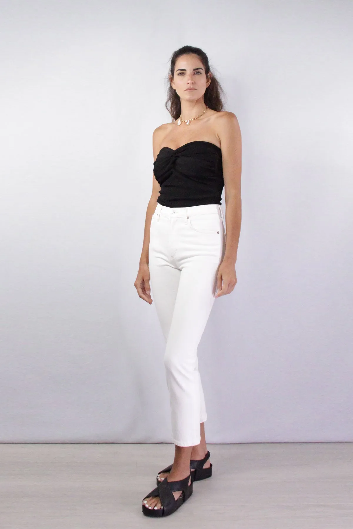 The Rib Twist Tube Top in Black