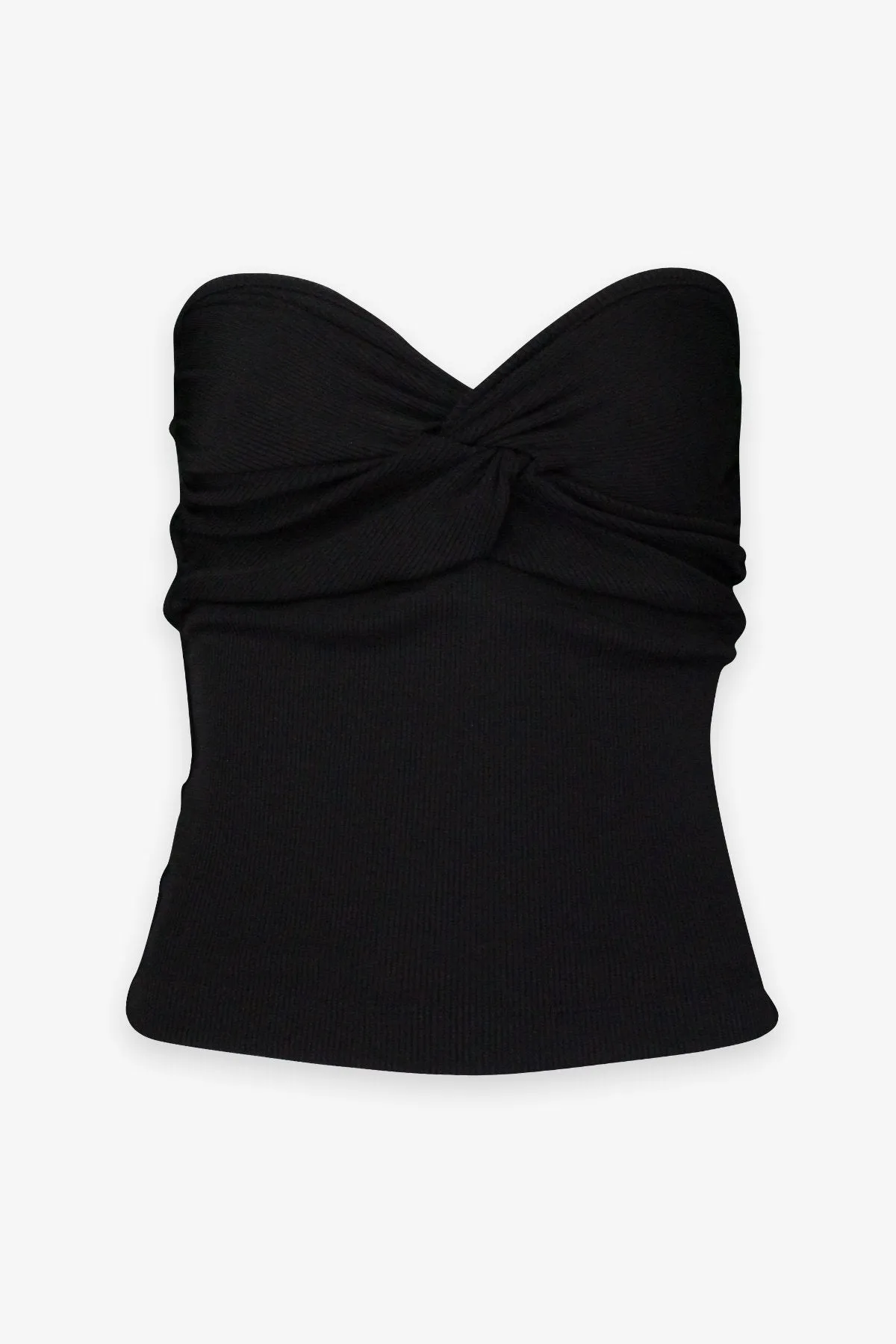 The Rib Twist Tube Top in Black