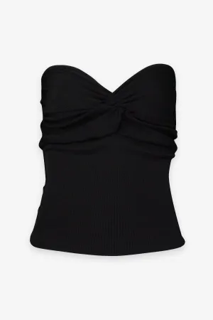 The Rib Twist Tube Top in Black