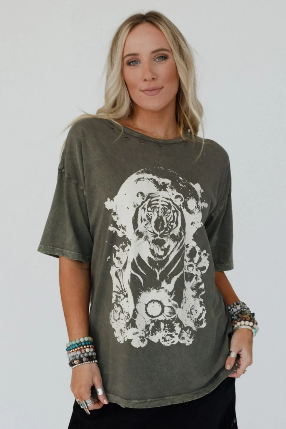 Tiger Moon Graphic Tee - Iron