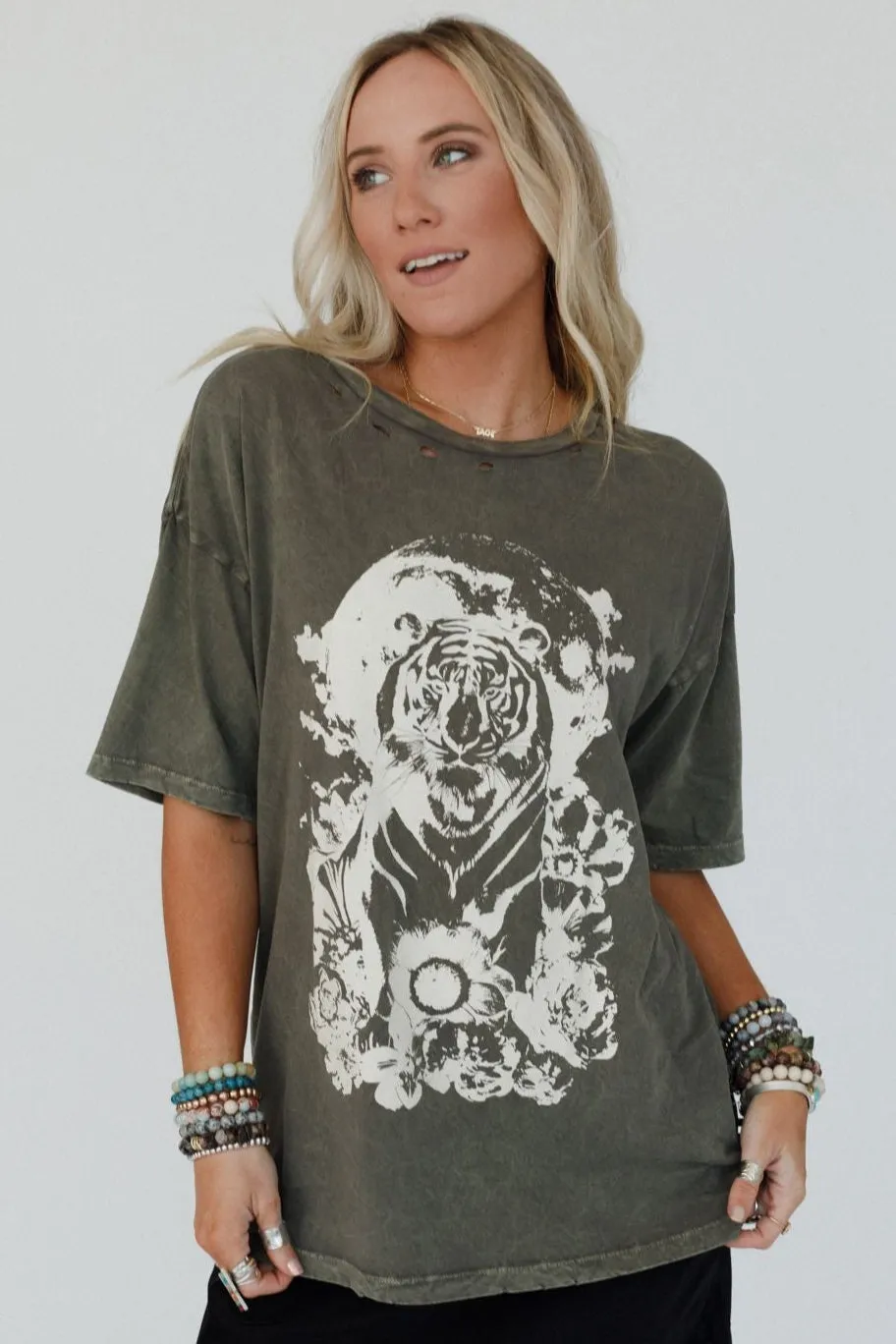 Tiger Moon Graphic Tee - Iron