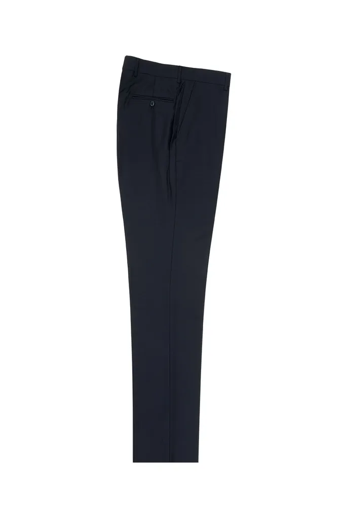 Tiglio Luxe Navy Flat Front, Pure Wool Modern Fit Dress Pants 2560 TIG1002