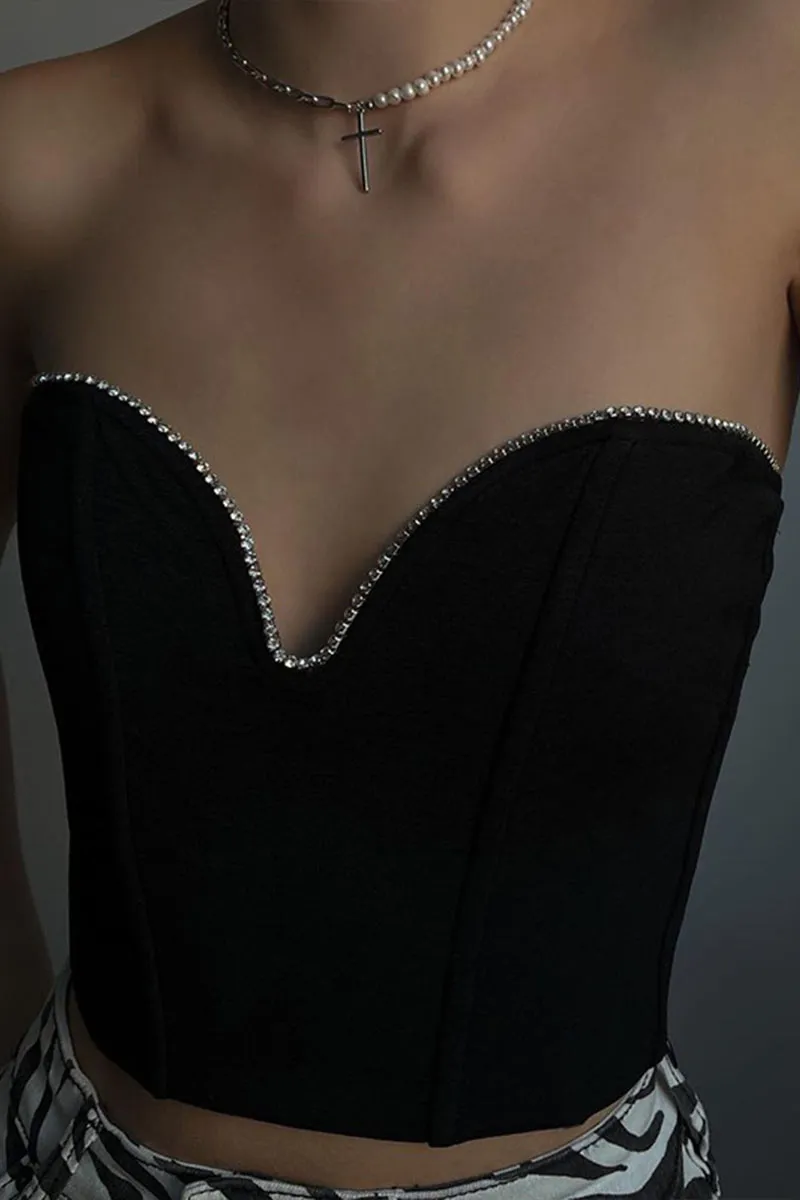 TL0255 Rhinestones Bustier Top
