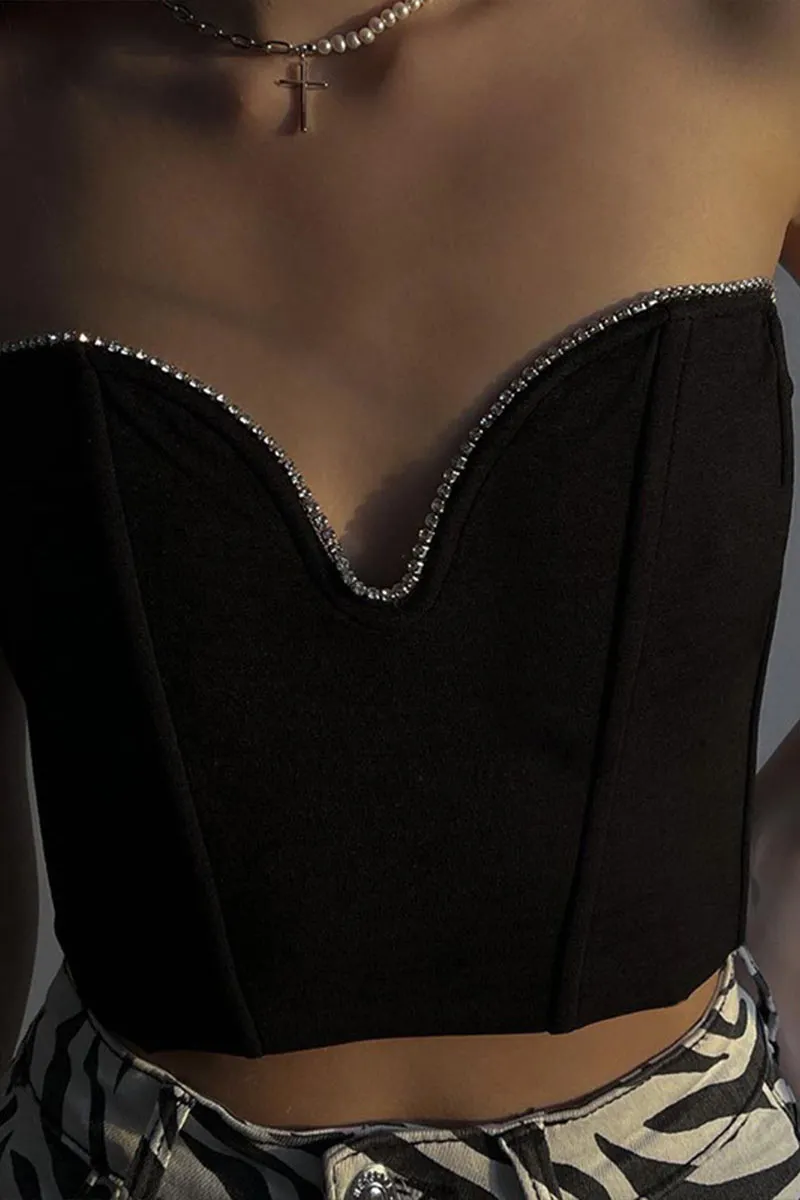 TL0255 Rhinestones Bustier Top