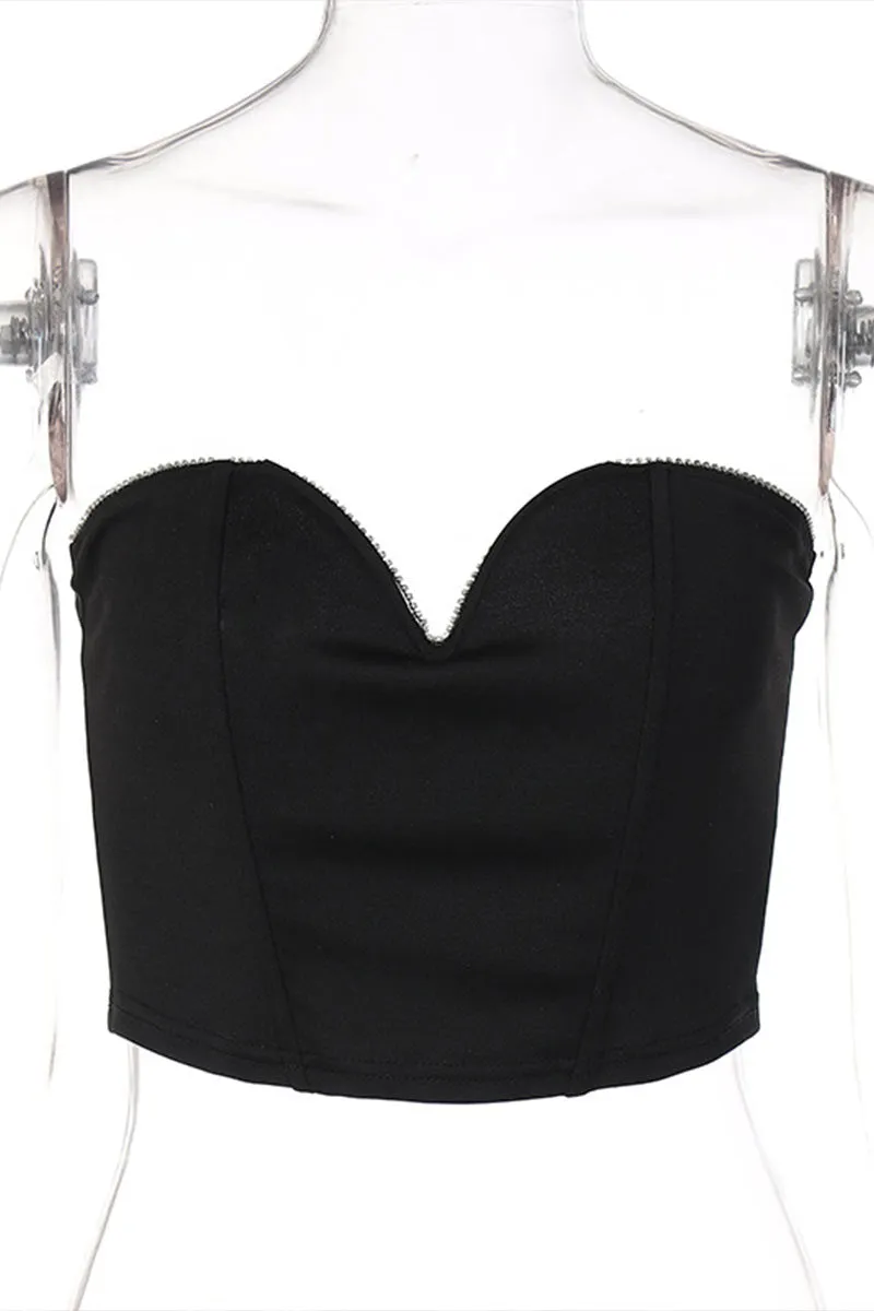 TL0255 Rhinestones Bustier Top