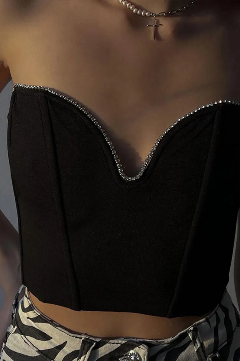 TL0255 Rhinestones Bustier Top