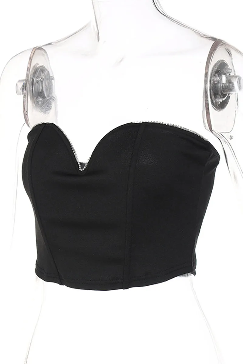 TL0255 Rhinestones Bustier Top