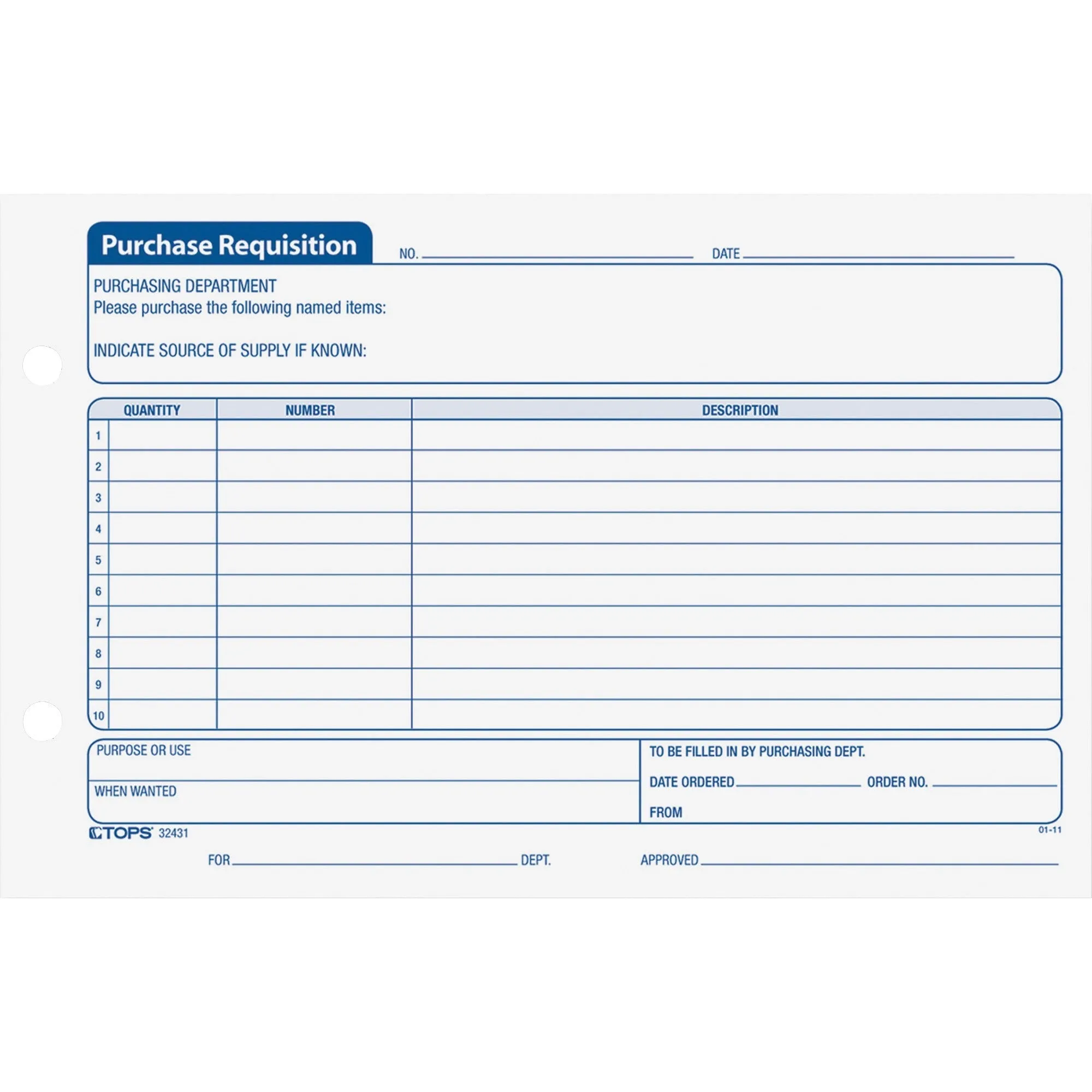 TOPS Purchase Requisitions Forms