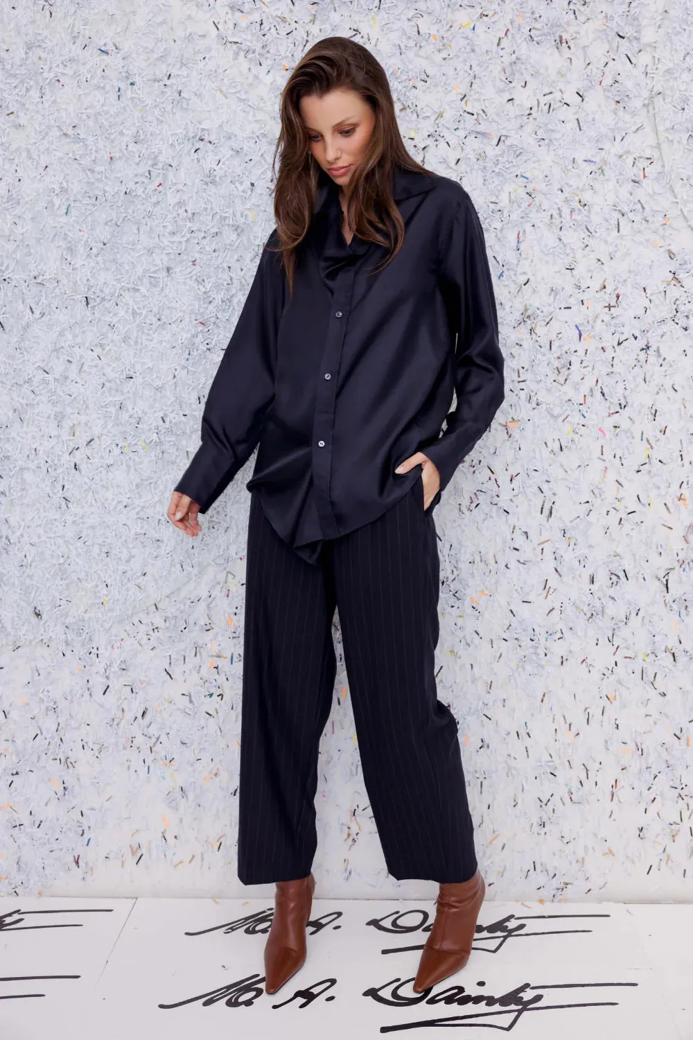 Tower Wool Pant - Navy Stripe