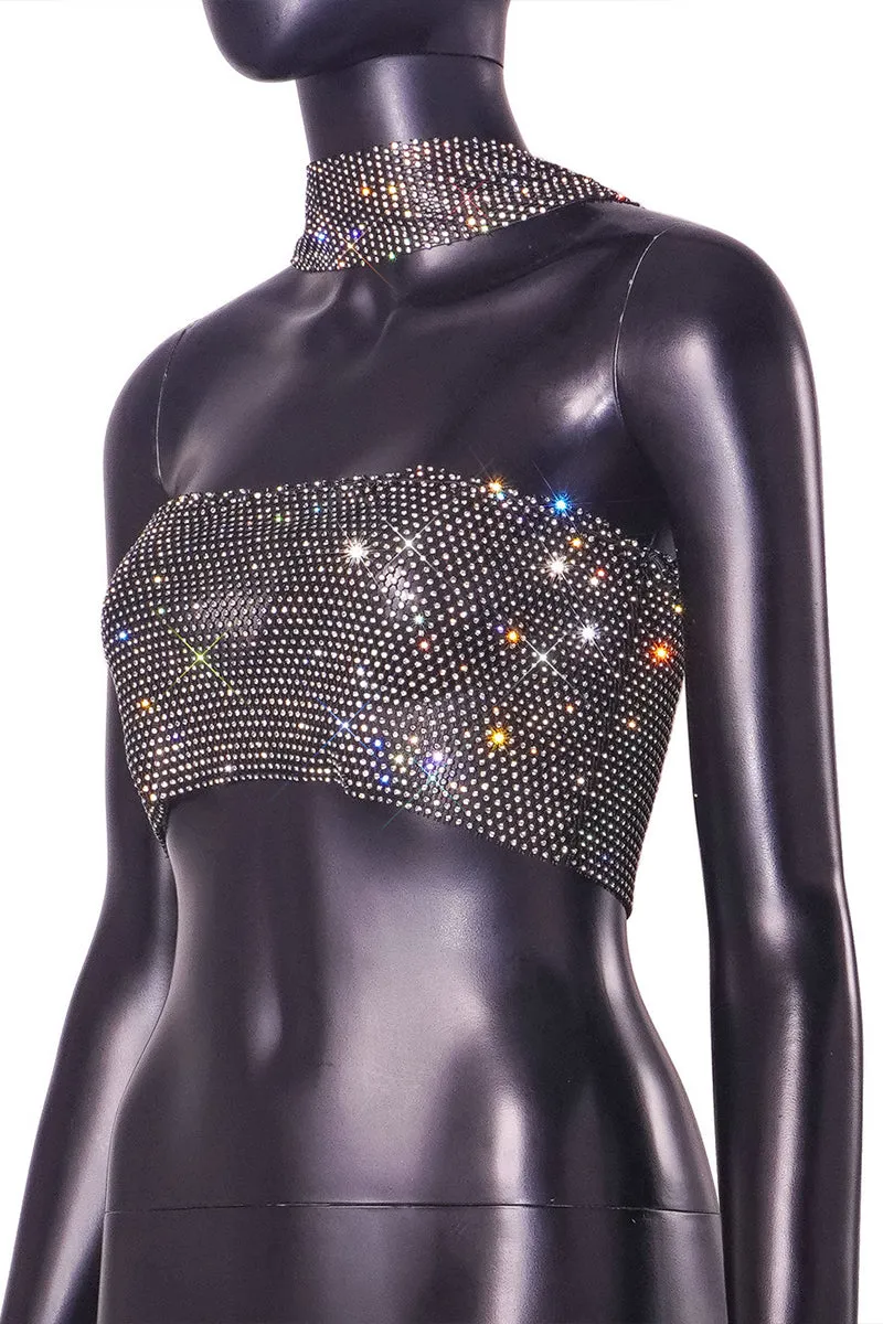 TQ3557 Rhinestones Halter Tube Top