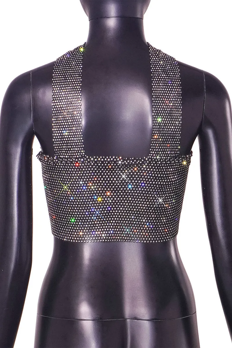TQ3557 Rhinestones Halter Tube Top