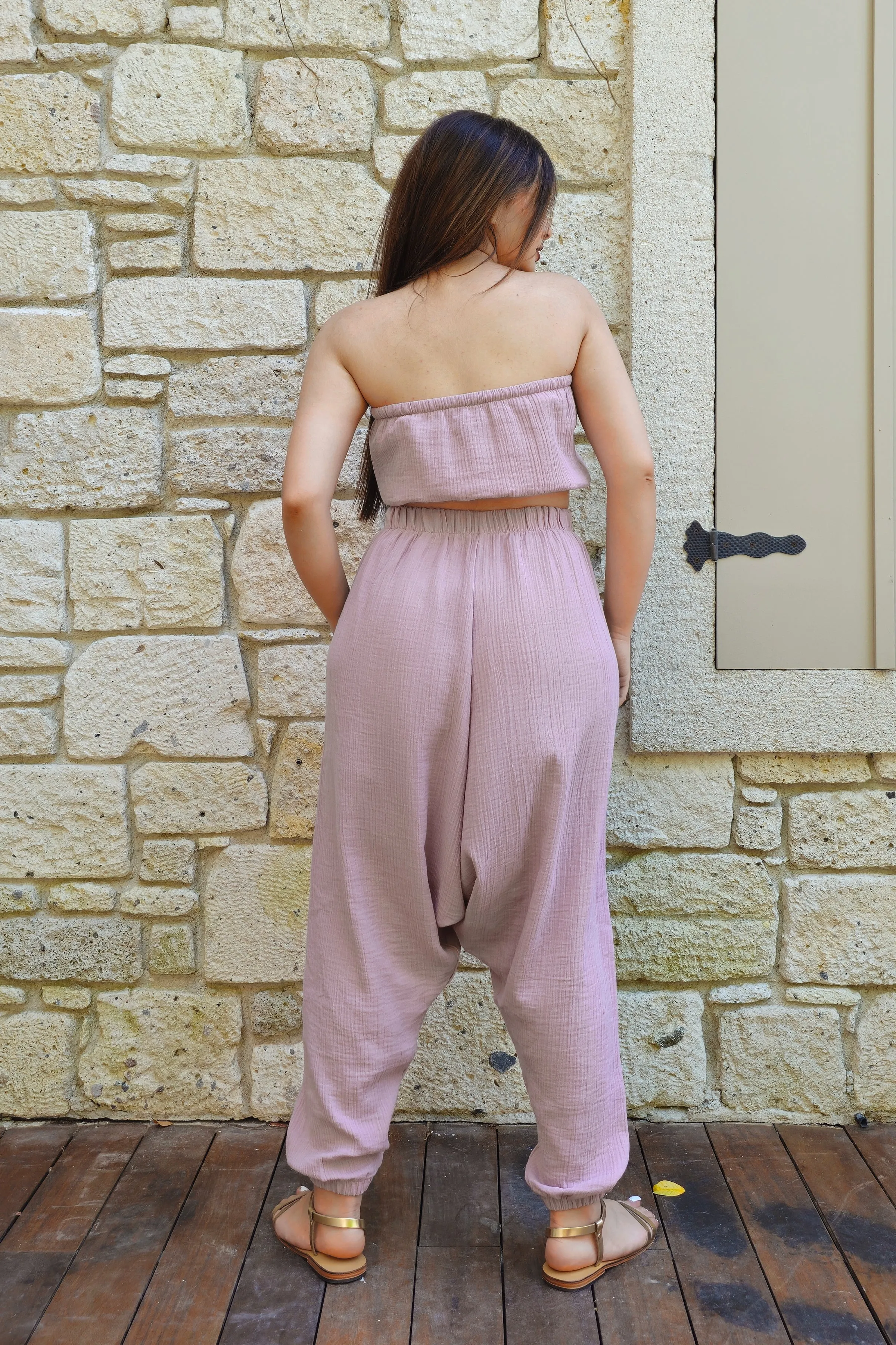TRIBAL Organic Gauze Cotton Harem Pants - Plus Size (Lilac)