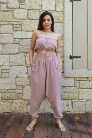 TRIBAL Organic Gauze Cotton Harem Pants - Plus Size (Lilac)