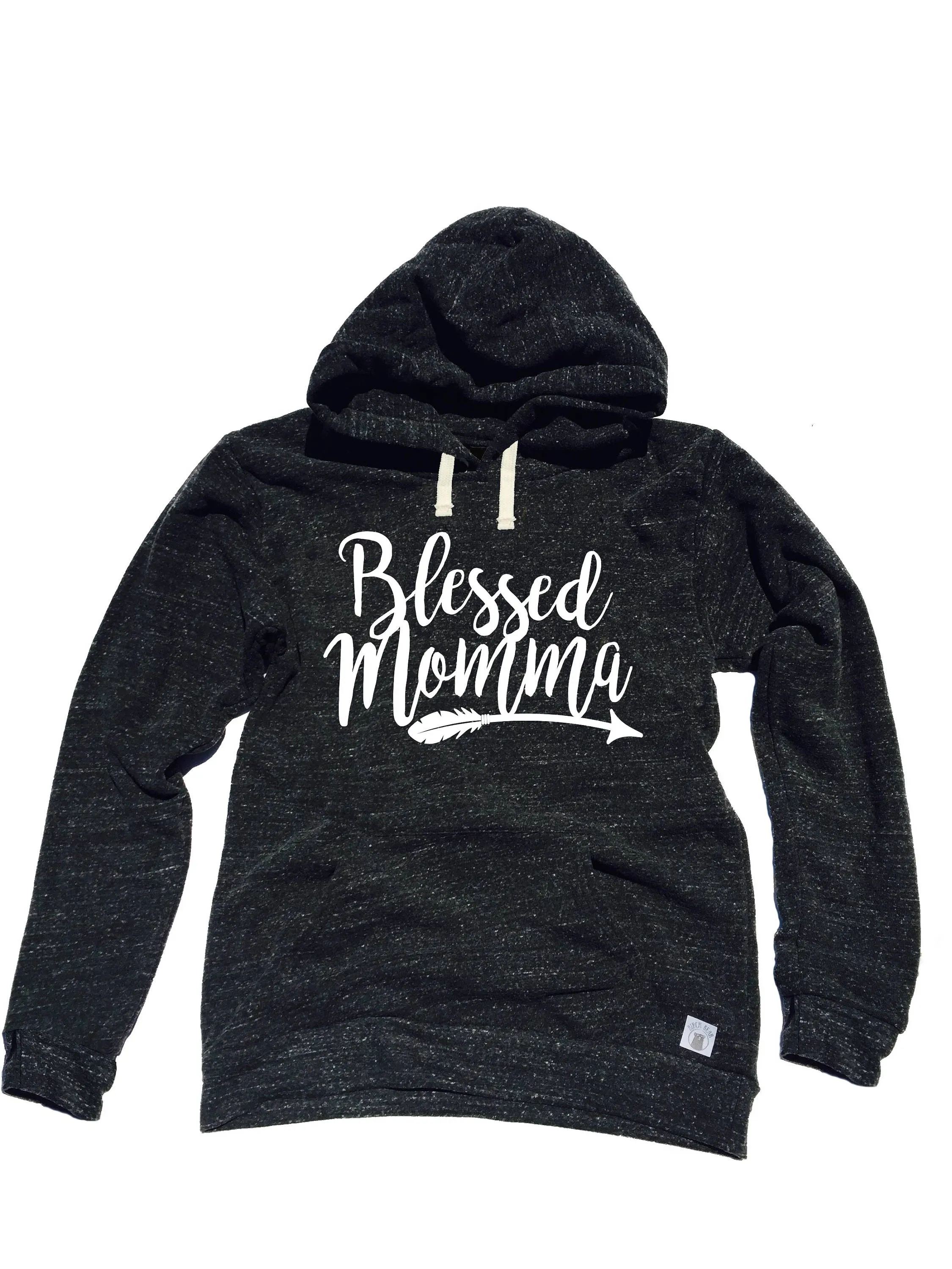Triblend Unisex Fleece Pullover Hoodie Blessed Momma Arrows - Blessed Mama Shirt - Trending Mom Shirt - Funny Mom Shirt