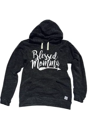 Triblend Unisex Fleece Pullover Hoodie Blessed Momma Arrows - Blessed Mama Shirt - Trending Mom Shirt - Funny Mom Shirt