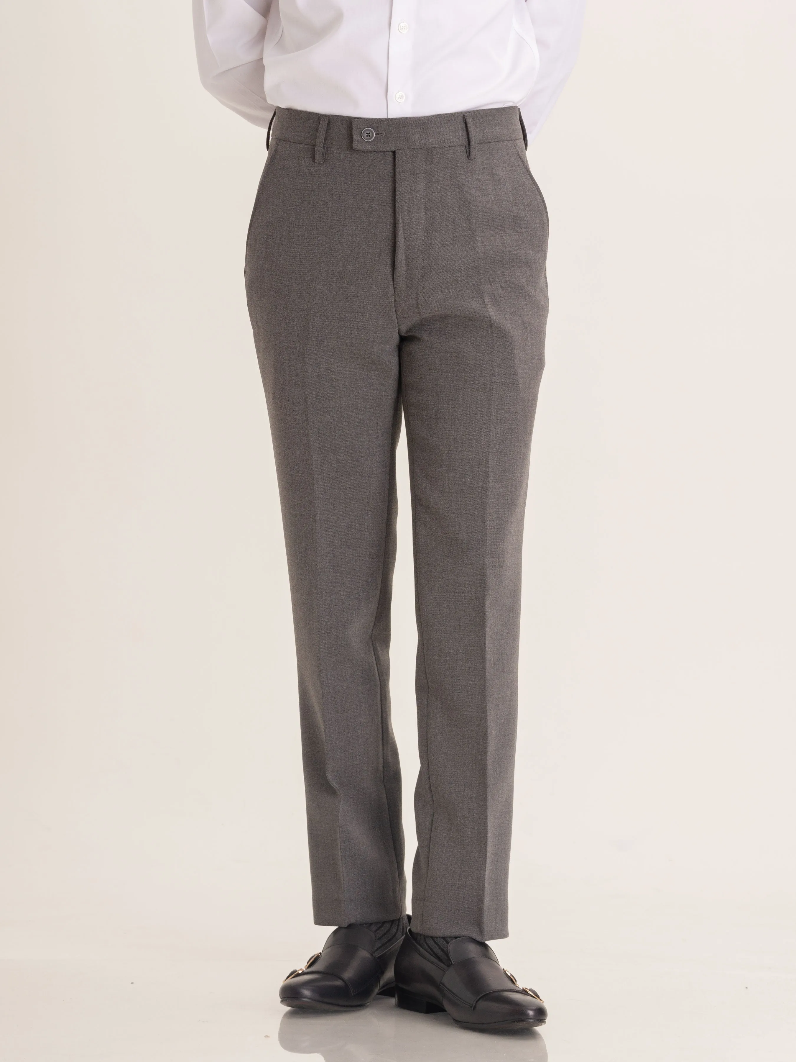 Trousers With Belt Loop - Ash Grey Plain (Slim Straight)