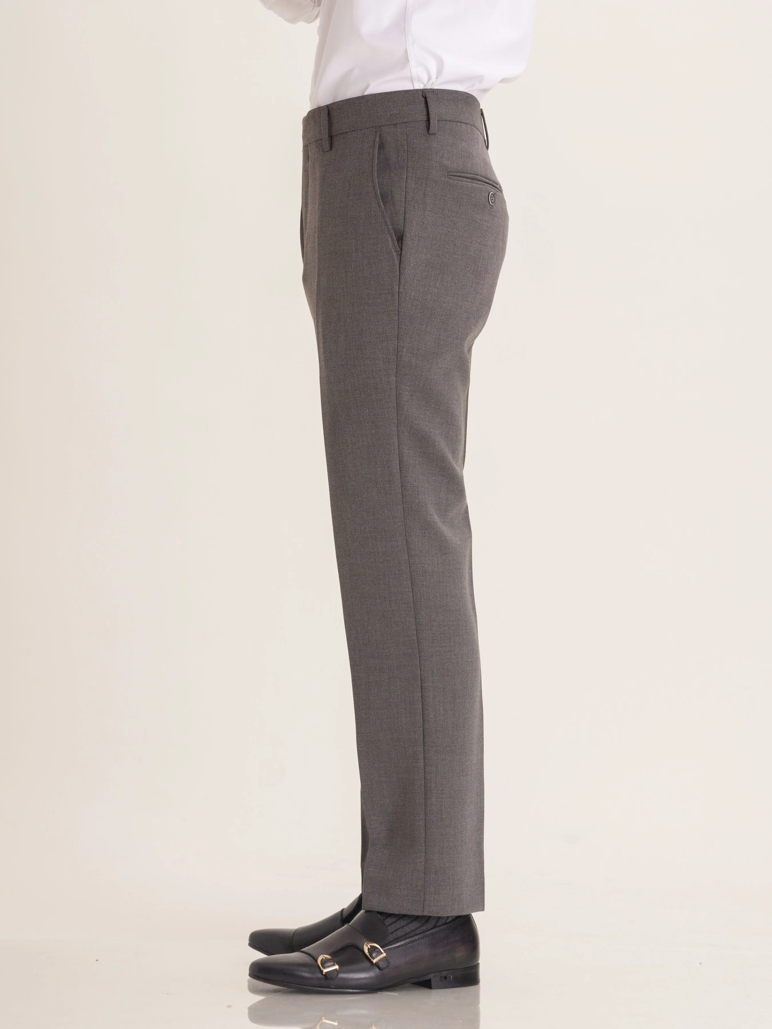 Trousers With Belt Loop - Ash Grey Plain (Slim Straight)