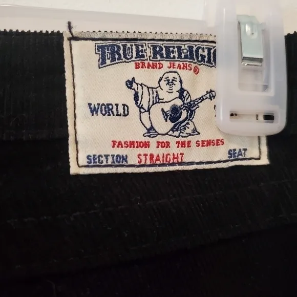 True Religion Corduroy Straight Leg Jeans in Black Size 27