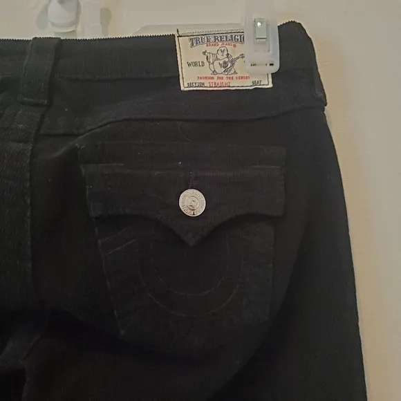 True Religion Corduroy Straight Leg Jeans in Black Size 27