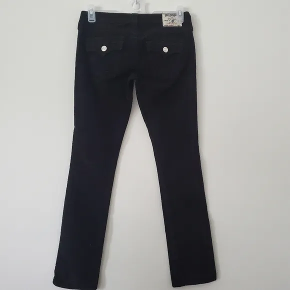 True Religion Corduroy Straight Leg Jeans in Black Size 27
