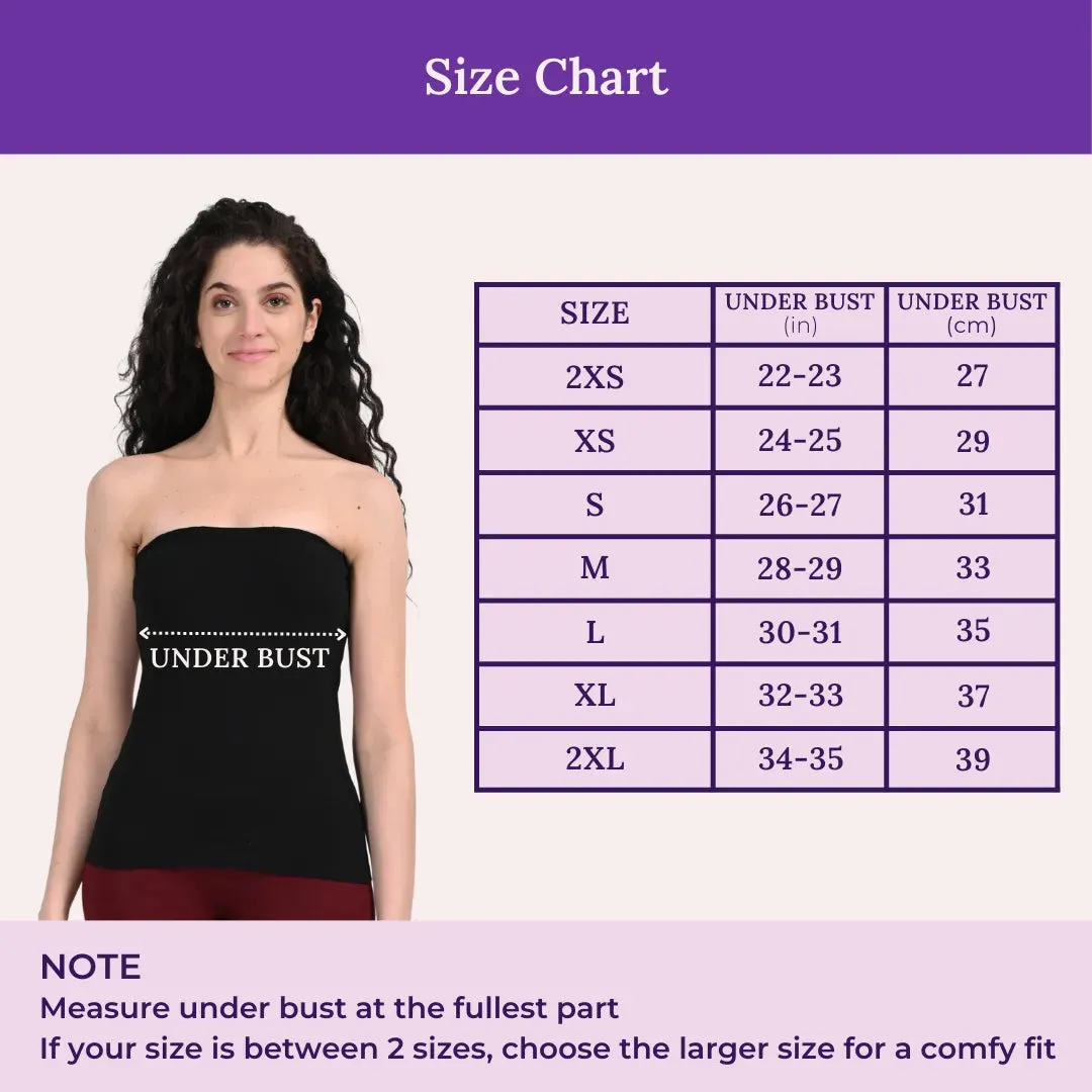 Tube Tank For Women | Off-Shoulder Design | Built-In Tube Bra | Anti-Slip Silicone Elastic | Body-Hugging Fit | Full Coverage | Soft Cotton Blend
