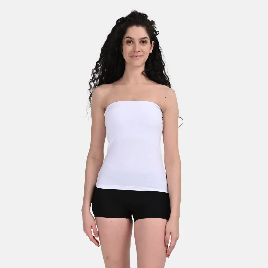 Tube Tank For Women | Off-Shoulder Design | Built-In Tube Bra | Anti-Slip Silicone Elastic | Body-Hugging Fit | Full Coverage | Soft Cotton Blend