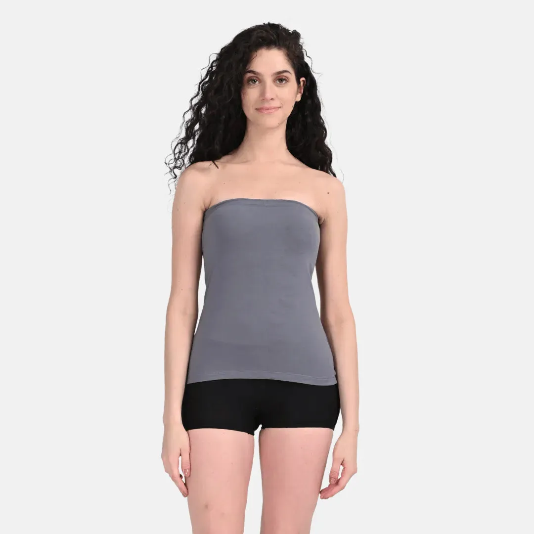 Tube Tank For Women | Off-Shoulder Design | Built-In Tube Bra | Anti-Slip Silicone Elastic | Body-Hugging Fit | Full Coverage | Soft Cotton Blend