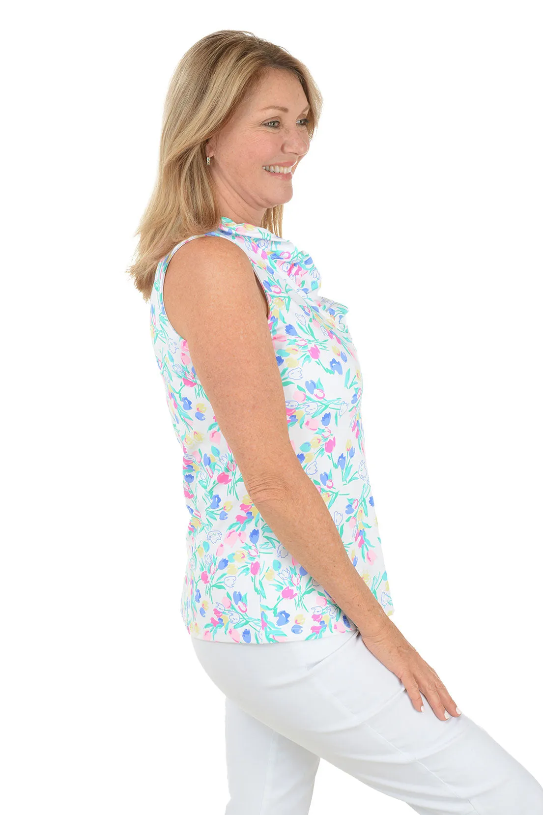Tulip Bouquet UPF50  Ruffle Sleeveless Top