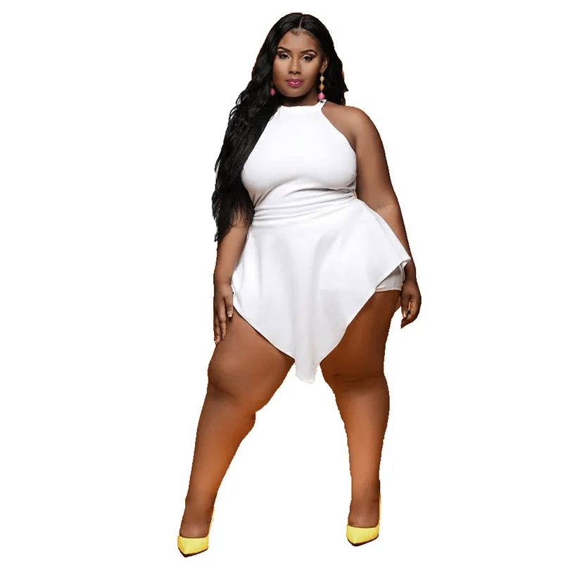 Twirl & Slay High-Neck Peplum Plus-Size Romper