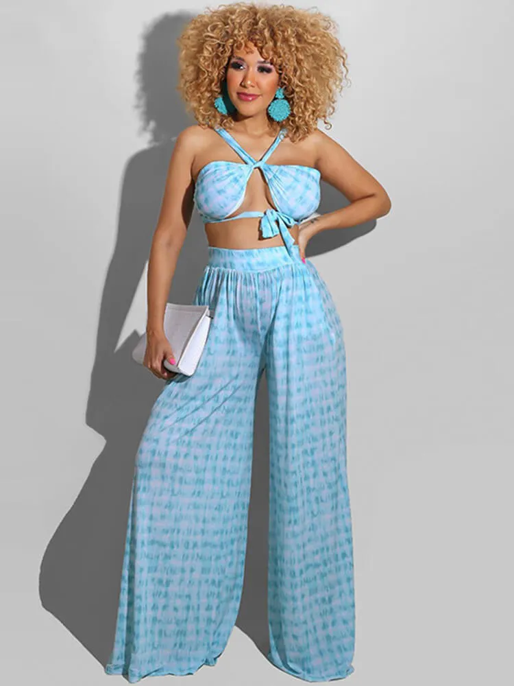 Two Piece Off Shoulder Tube Top Wide Leg Pants