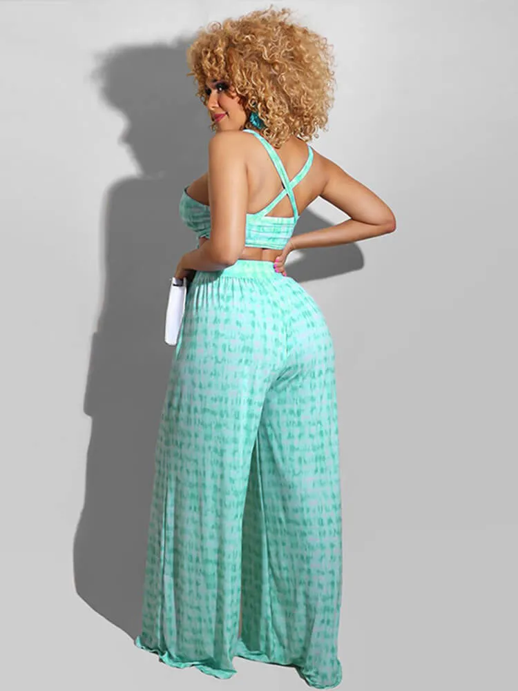 Two Piece Off Shoulder Tube Top Wide Leg Pants