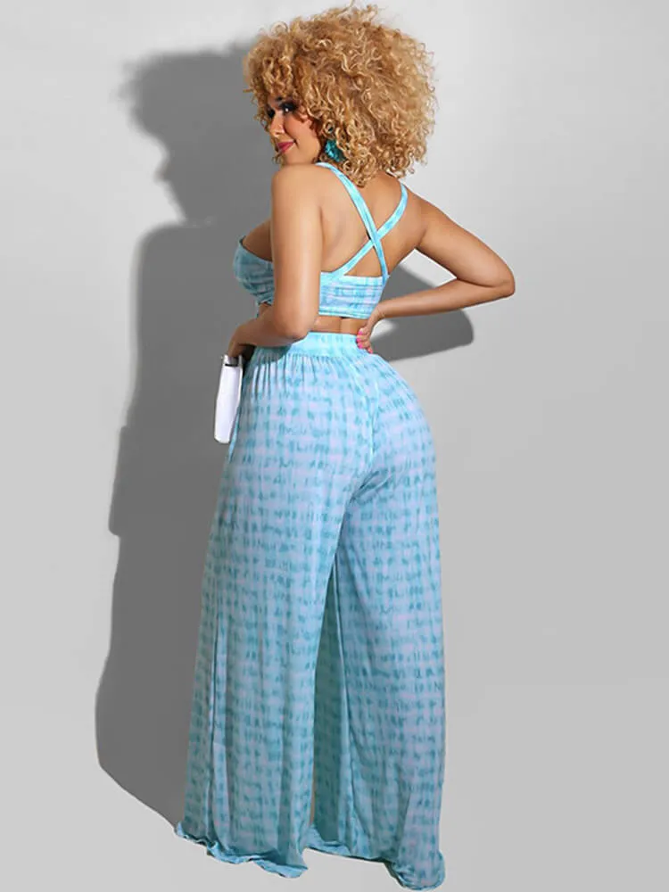 Two Piece Off Shoulder Tube Top Wide Leg Pants