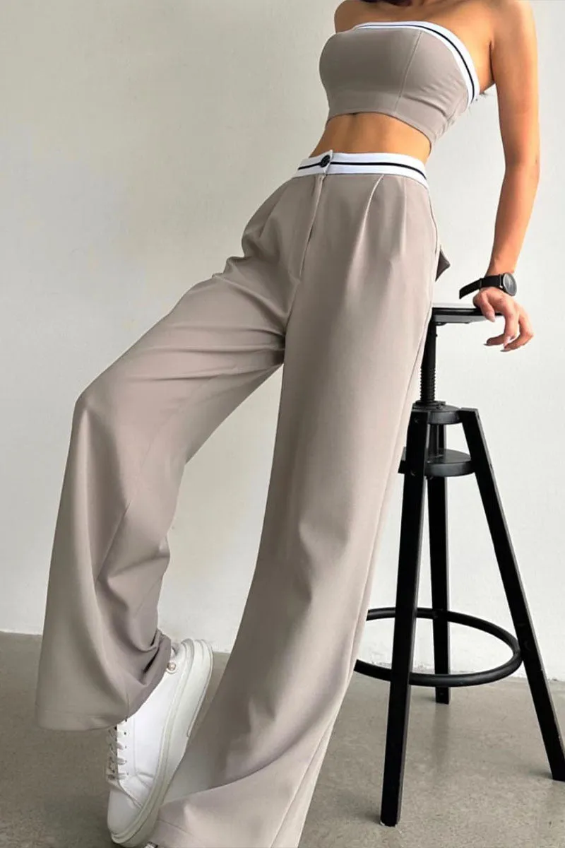 UF787 Strapless Midriff Tube Top and Pants Set