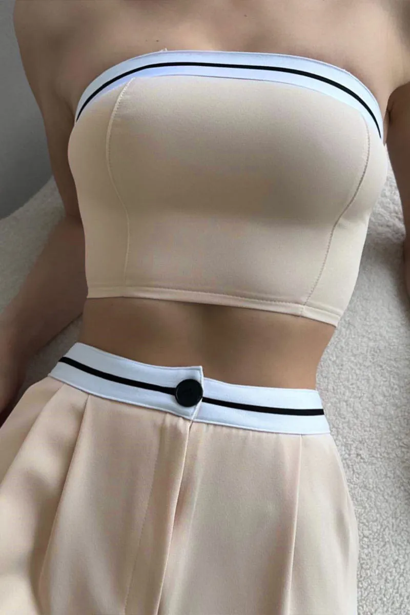 UF787 Strapless Midriff Tube Top and Pants Set