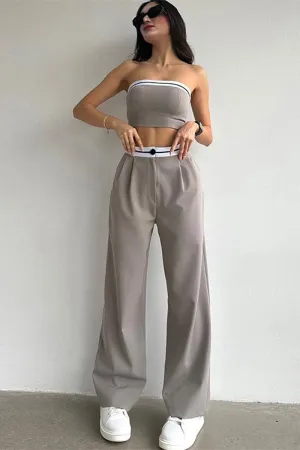 UF787 Strapless Midriff Tube Top and Pants Set