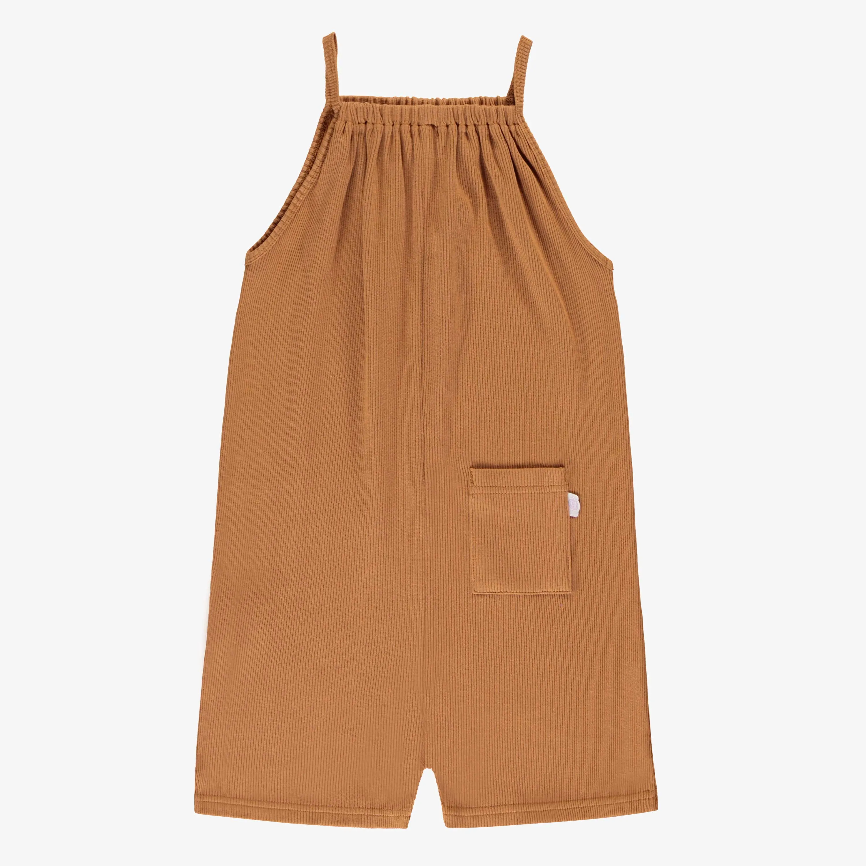 Une-pièce court caramel à bretelles minces en tricot côtelé, enfant || Caramal short one-piece with thin straps in rib, child