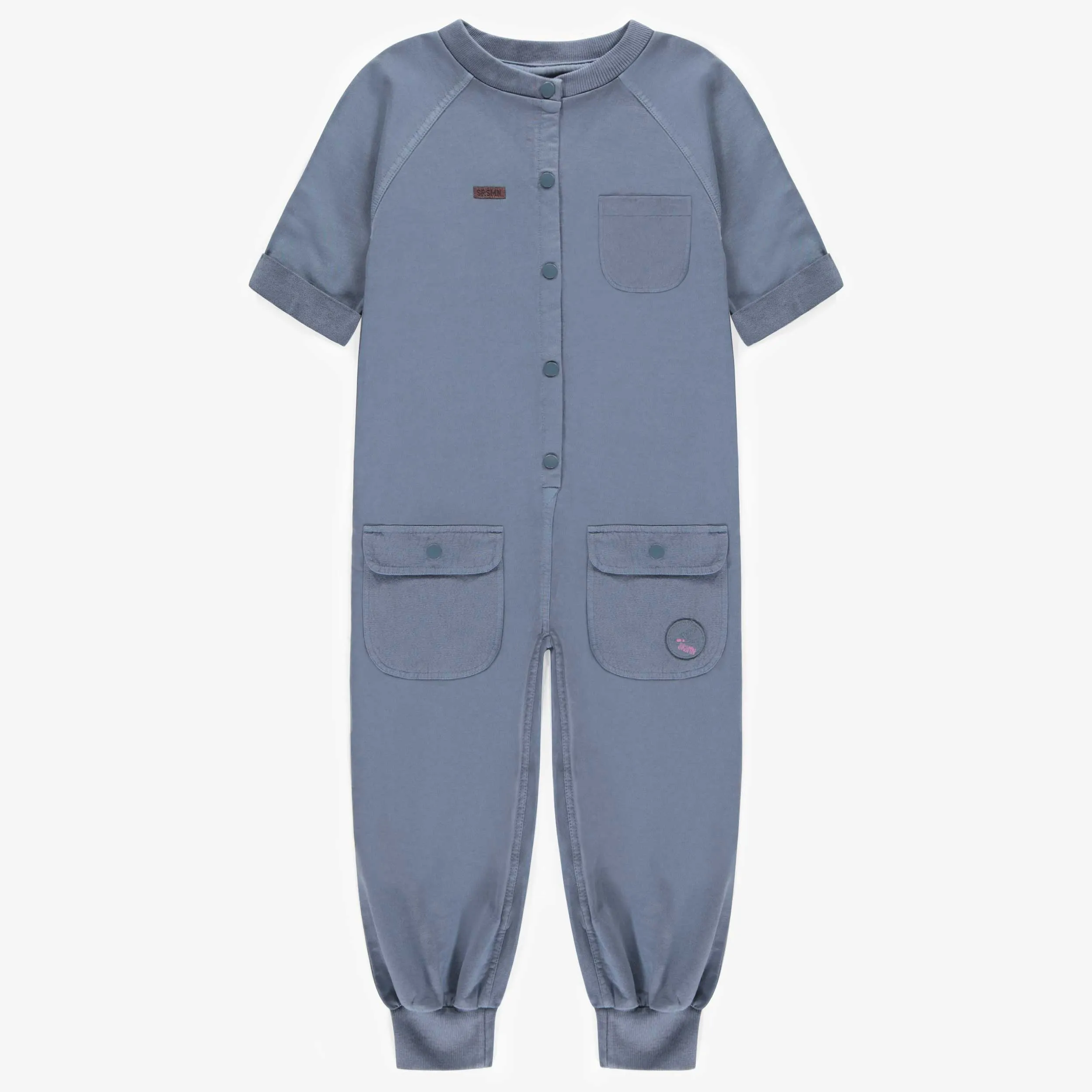 Une-pièce long bleu à manches courtes, enfant || Long blue one piece with short sleeved, child