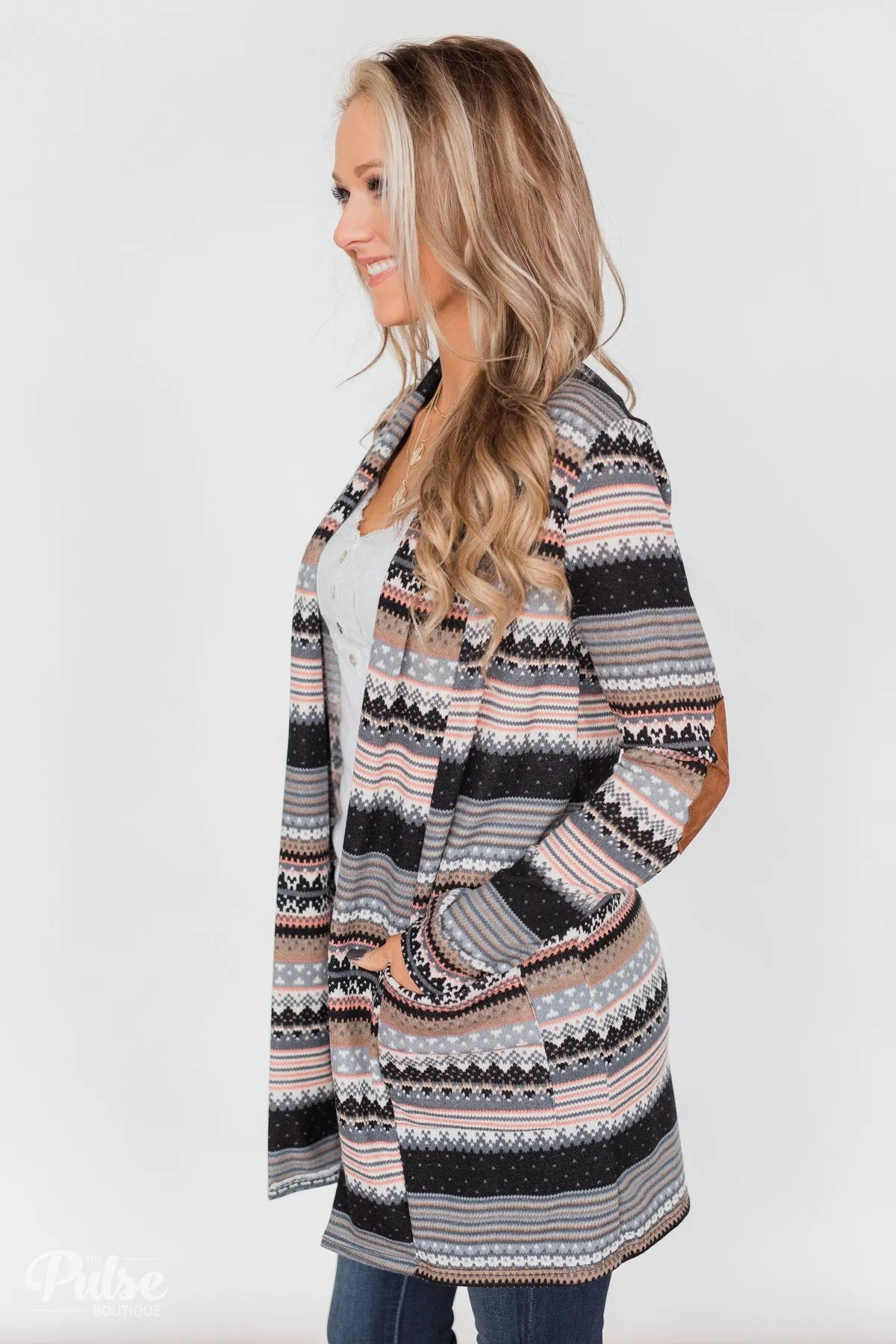 Unforgettable Printed Cardigan- Peach